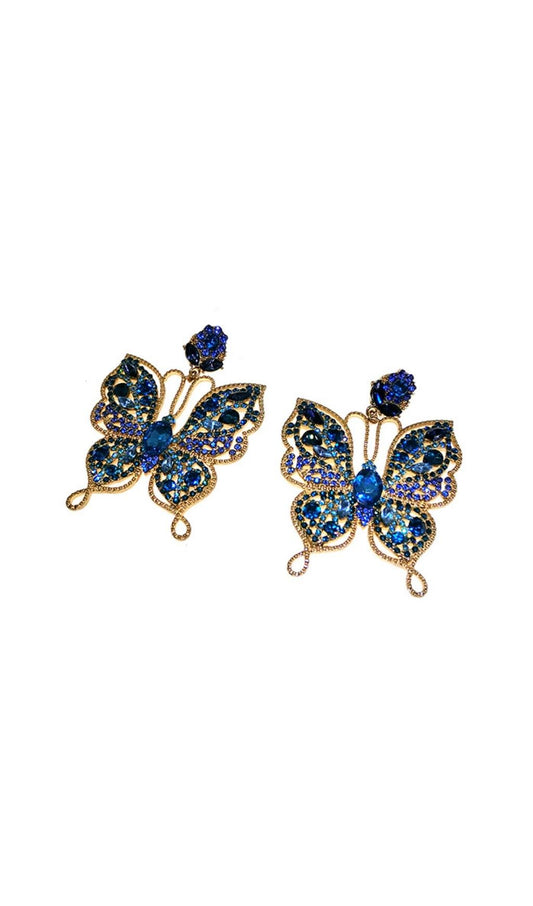 COLORFUL DIAMOND BUTTERFLY RHINESTONE EARRINGS