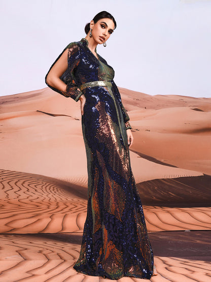 Cutout Sequin Maxi Dress