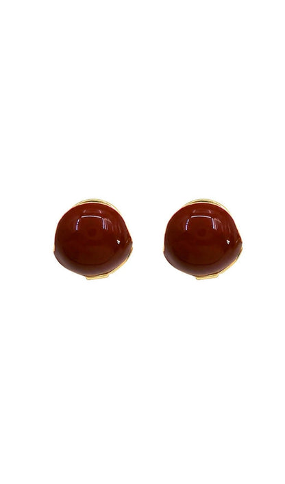BROWN HOLLOW BALL STUD EARRINGS