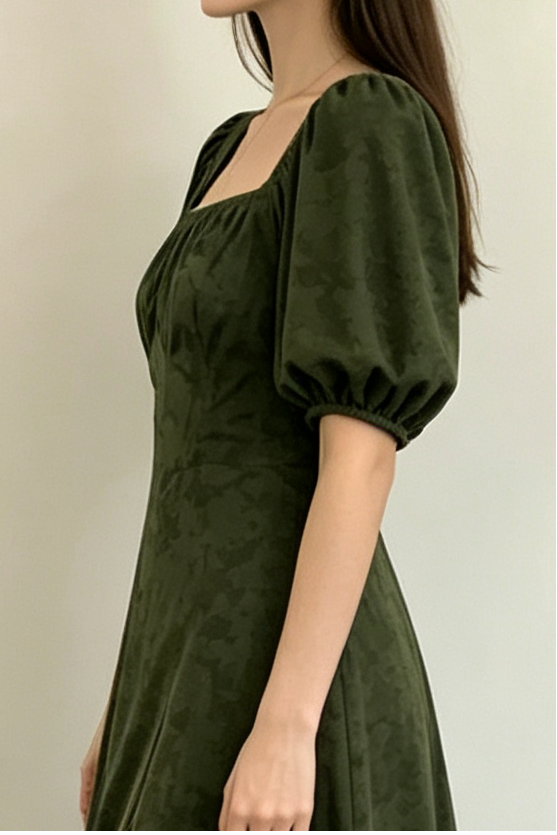 Breathable Two-Way Wear Eco Recycled Cotton Dress - Olive Green