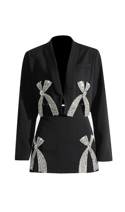 LONG SLEEVE EMBELLISHED BLAZER SET