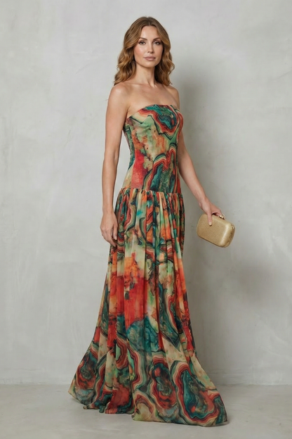 Lavielle – Off-shoulder printed flow – Maxi dress