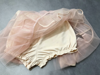 Champagne Strapless 3D Floral Corset Top & High Low Ruffle Tulle Skirt Set
