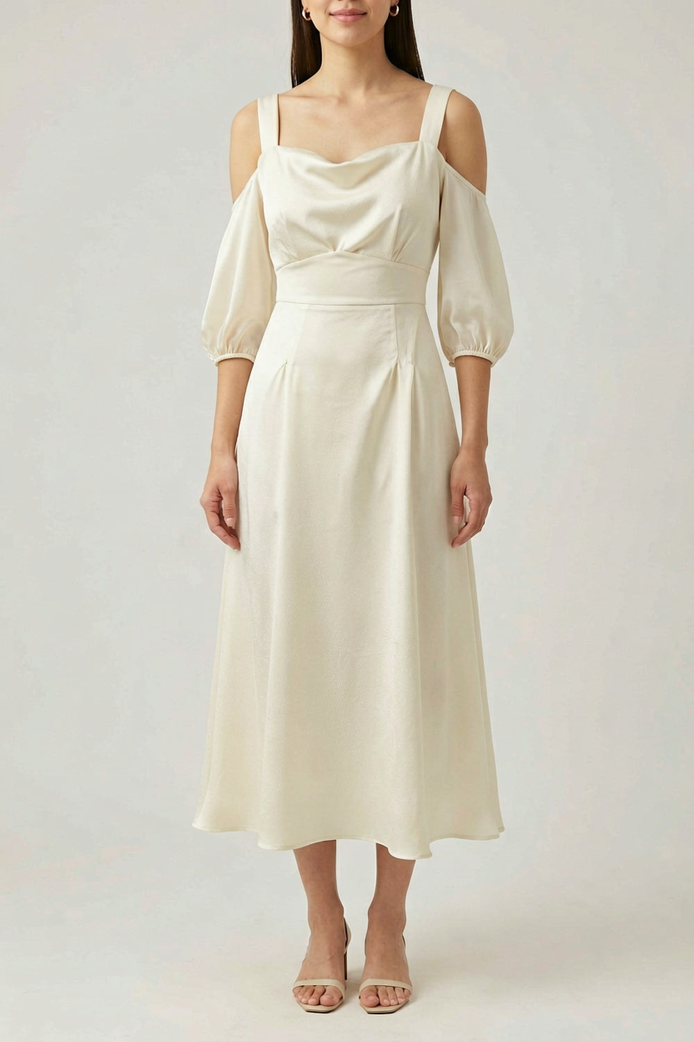 Italian Garden premium compact jersey or fluid Tencel blend Midi Dress for creative office clay red premium compact jersey or fluid Tencel blend Midi Dress - product view 1