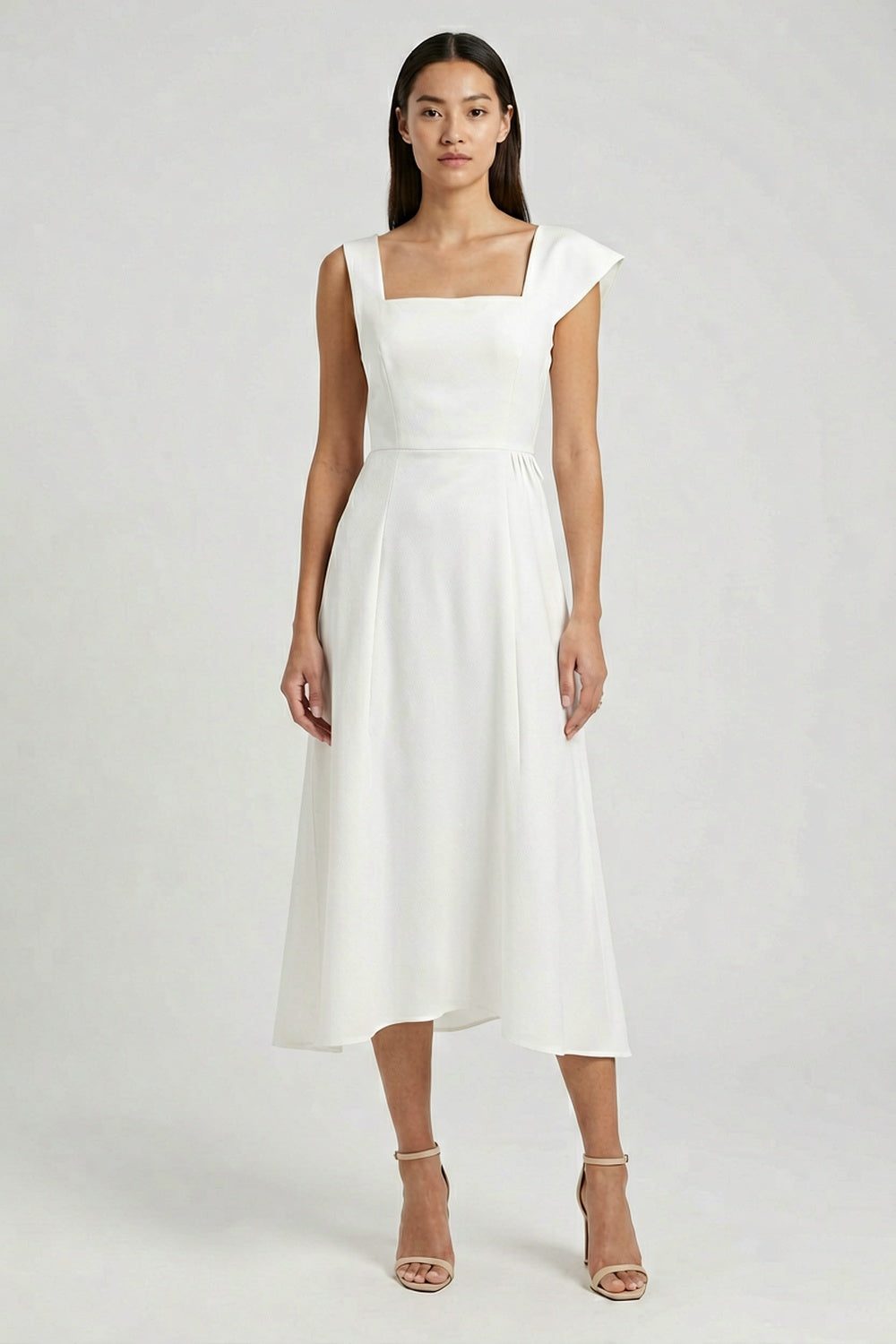 Scandinavian Minimal linen-viscose Midi Skirt for summer dinner plum linen-viscose, cotton poplin or washed silk blend Midi Skirt - product view 1