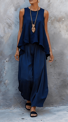 Sleeveless Top &amp; Loose Wide-Leg Pants