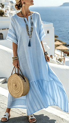 Digitally Printed V-Neck Midi Dress with Half Sleeves