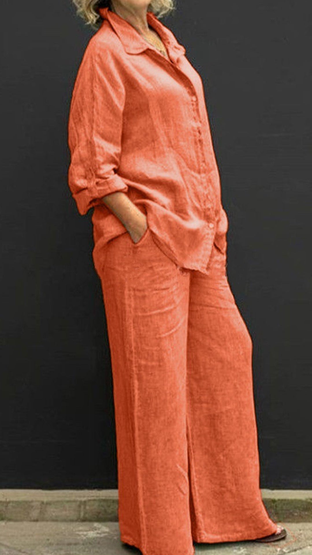 Yellow Linen Shirt pants Set