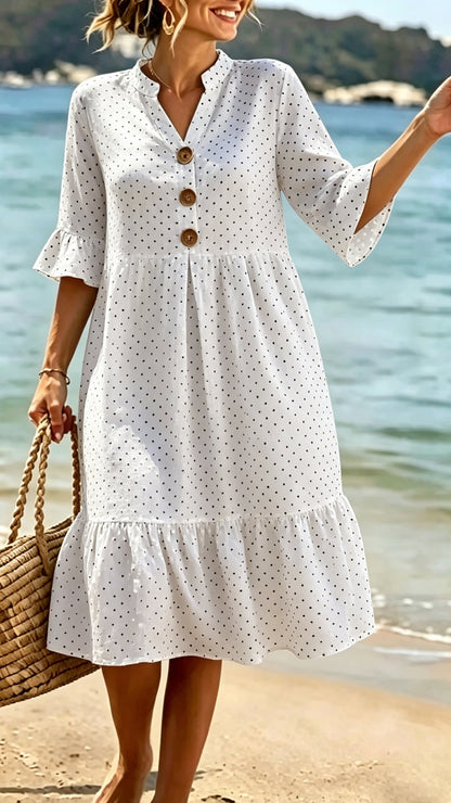 polka dots loose satin mini dress