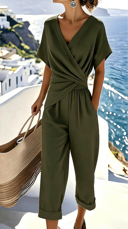 Wrap-Waist Cotton-Blend Two-Piece Set