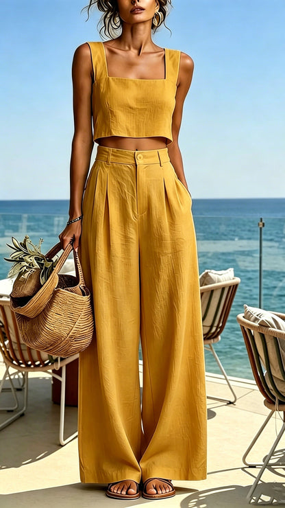 Women's Cotton-Blend top pants Two-Piece Set