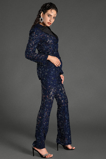 Condeas Beaded Sequin Lace Blazer Set