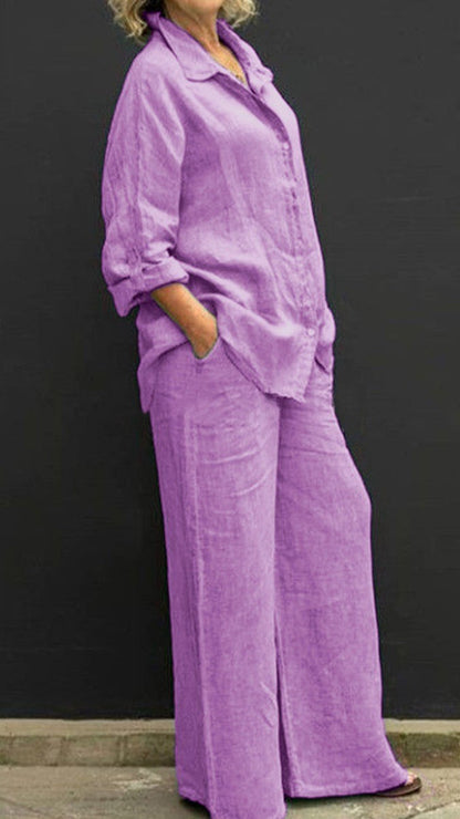 Yellow Linen Shirt pants Set