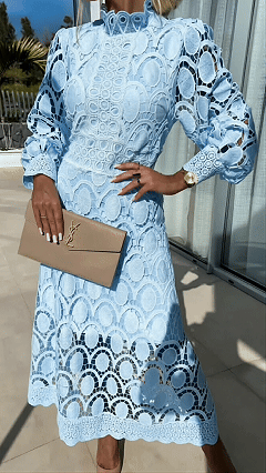 Hollow Out long sleeve midi Dress