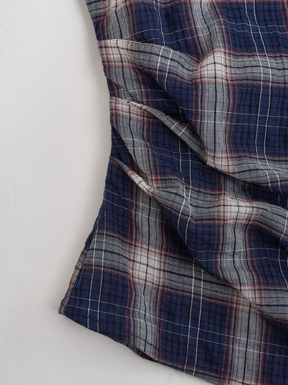 Abigail Boat Neck Plaid Blouse