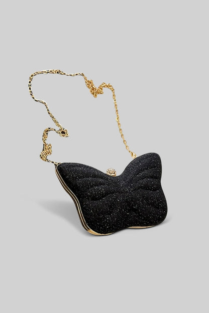 Butterfly Sparkly Clutch - Black