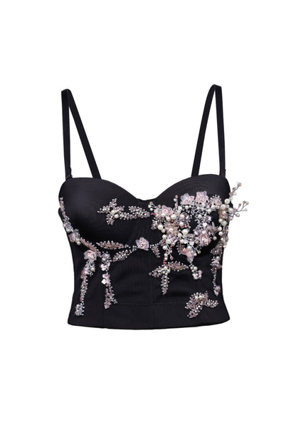 Embroidery Boning Corset Sling Tube Top