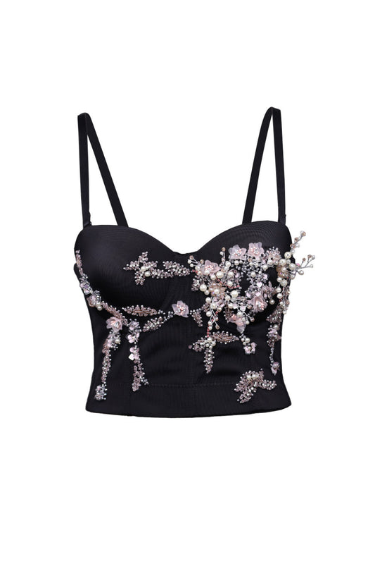 Embroidery Boning Corset Sling Tube Top