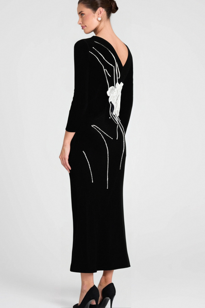 Calista Olive Black One Shoulder Velvet Maxi Dress