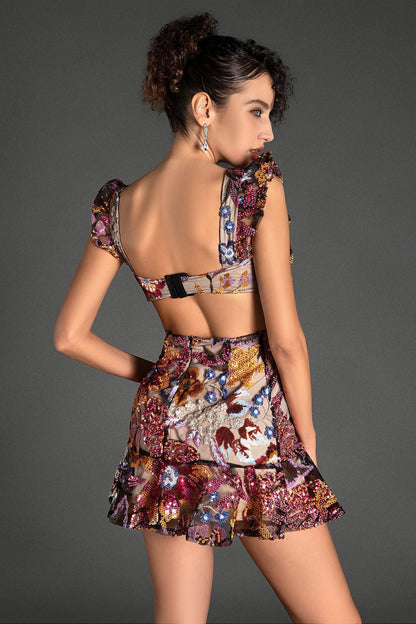 Terzellis Floral Embroidered Sequin Dress