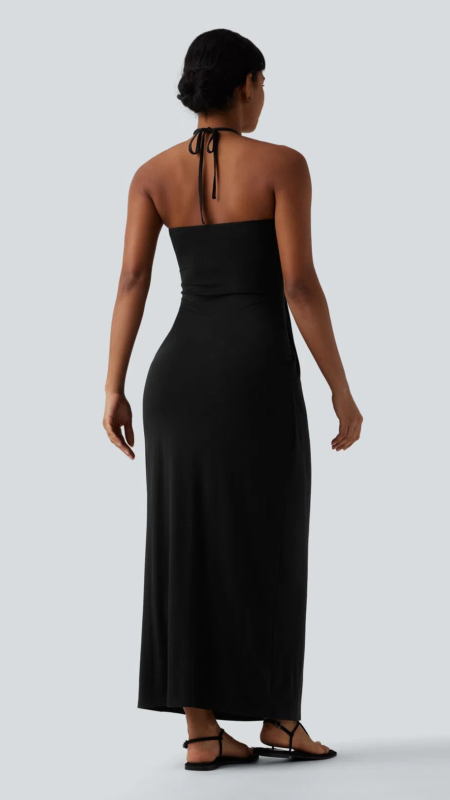 Women's Minimalist Linen-Blend Lace-Paneled Strapless With Spaghetti Straps Maxi Dress