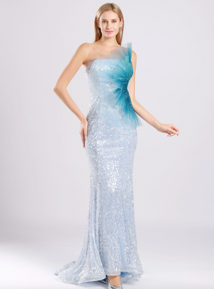 Mermaid mesh sequin embellished maxi dresses