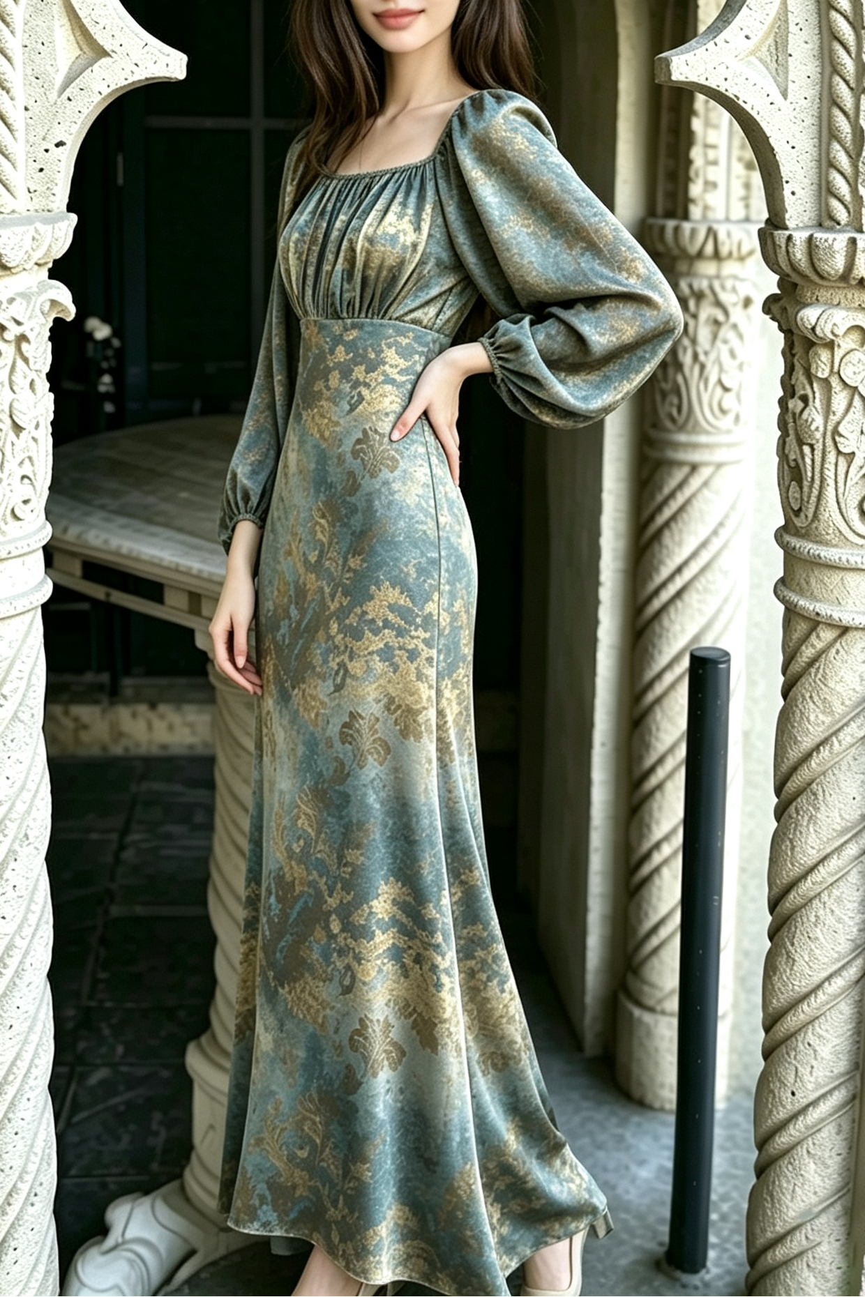 Improved Imperial Eco Recycled Cotton Dress - Gold Blue