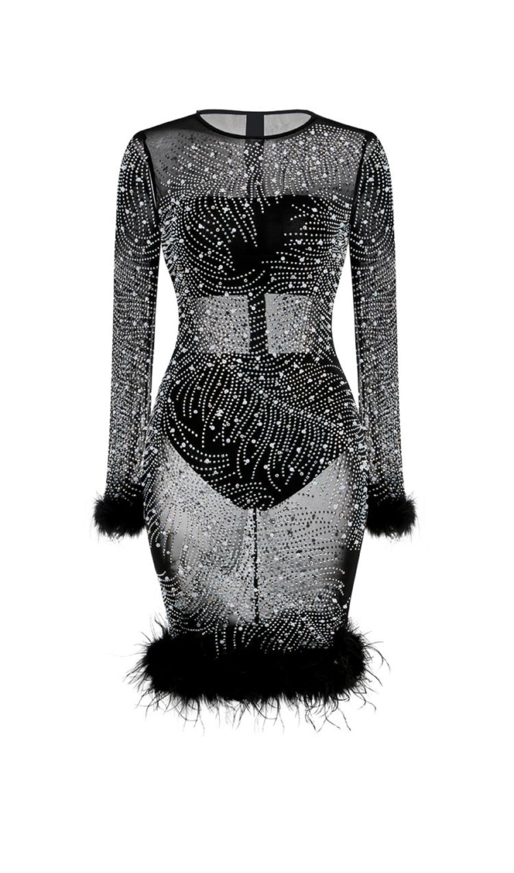 Sequin embellished mini dress in black
