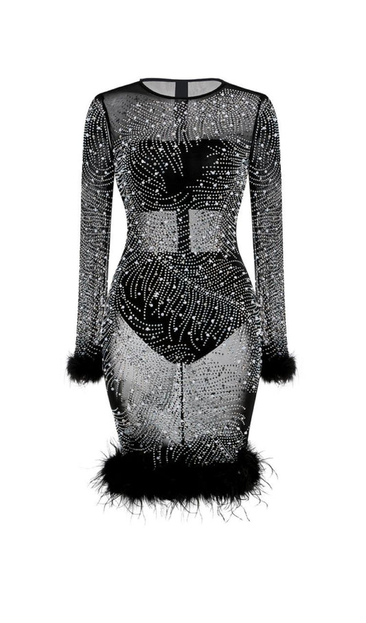 Sequin embellished mini dress in black