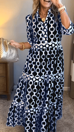 long sleeve Loose printed Maxi Dress