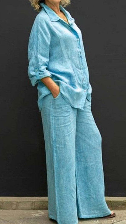 Yellow Linen Shirt pants Set