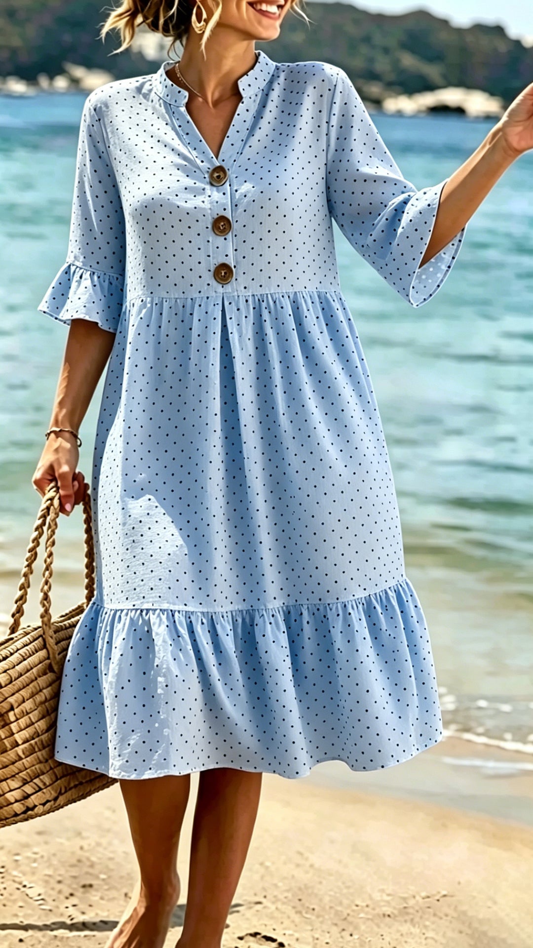 polka dots loose satin mini dress