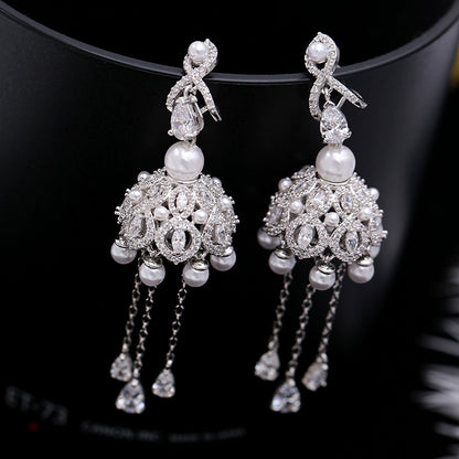 WIND CHIME FRINGE PEARL EARRINGS