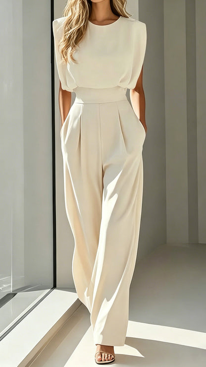 sleeveless top & satin trousers two-piece set