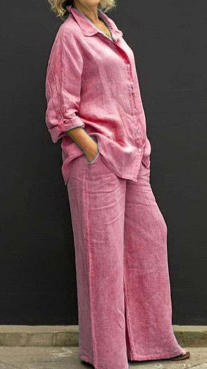 Yellow Linen Shirt pants Set