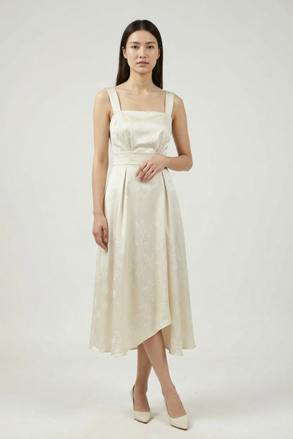 French Riviera matte crepe Midi Dress for urban workday sea-glass green matte crepe, compact viscose or washed satin with low shine Midi Dress - product view 2