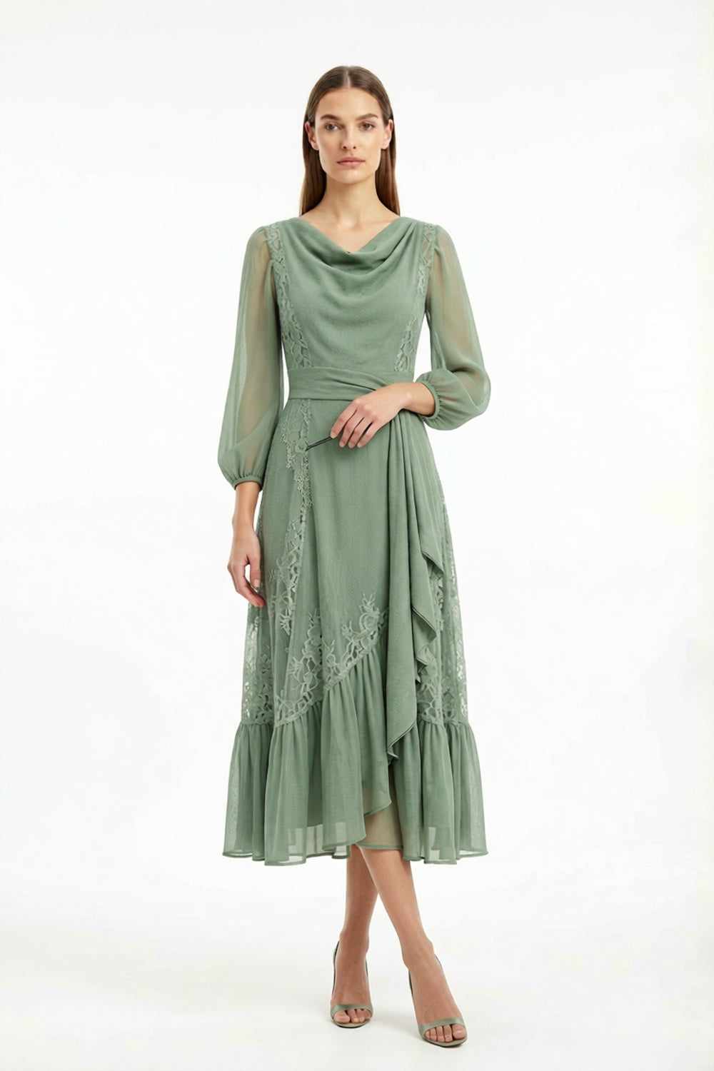 Italian Garden premium compact jersey or fluid Tencel blend Midi Dress for creative office clay red premium compact jersey or fluid Tencel blend Midi Dress - product view 2