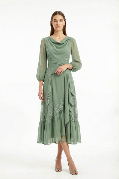 Italian Garden premium compact jersey or fluid Tencel blend Midi Dress for creative office clay red premium compact jersey or fluid Tencel blend Midi Dress - product view 2