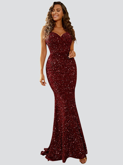 Spaghetti Backless Sequin Dress