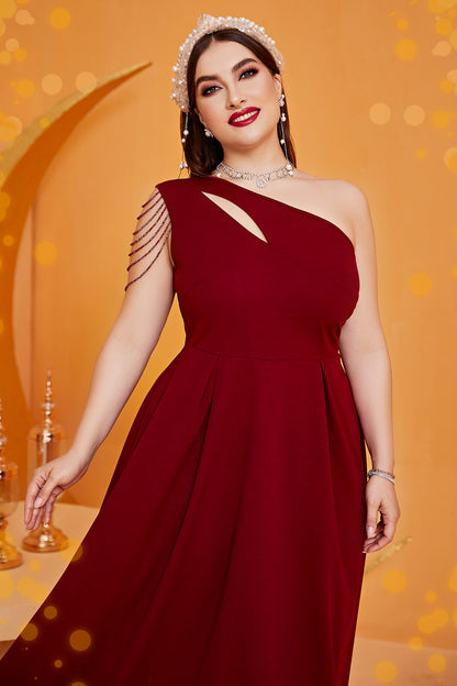 Roselyn One Shoulder Fringed Maxi Dress