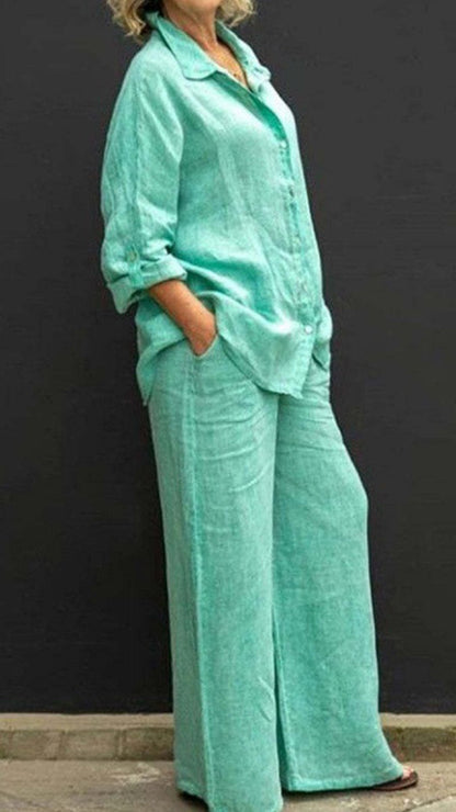 Yellow Linen Shirt pants Set