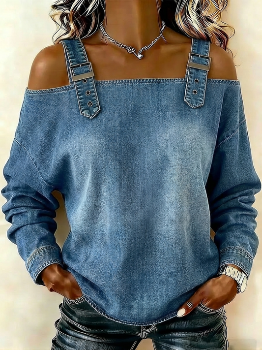 Women's sleeveless denim shirt