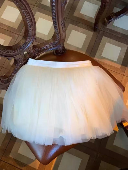 White Wide Strap Floral Lace Corset Top & Voluminous Tulle Mini Skirt Set
