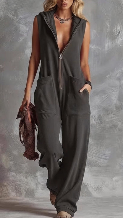 Zippered cotton jumpsuit