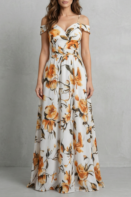 Aurielle – Off-shoulder floral grace – Maxi dress