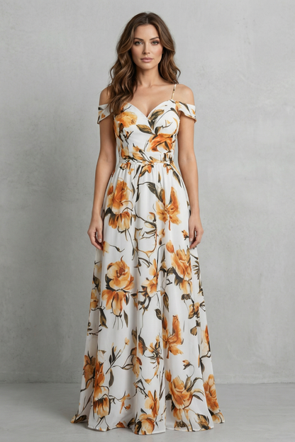 Aurielle – Off-shoulder floral grace – Maxi dress