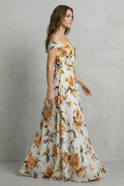 Aurielle – Off-shoulder floral grace – Maxi dress