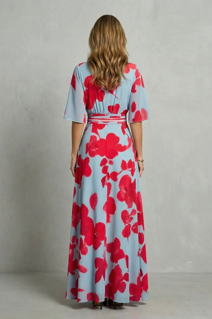 Averette – Statement bloom contrast – V-neck maxi dress