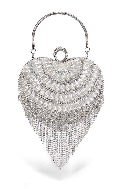 Champagne Beaded Pearls Party Clutch