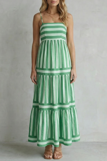 Candessa – Playful stripe tiers – Strappy maxi dress